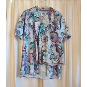 Fresh Prints of Bel Air Men's Size M‎ Colorful Mushroom Shirt & Shorts Set Vtg